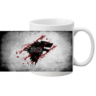 Бяла керамична чаша на GAME OF THRONES - WINTER IS COMING модел 2
