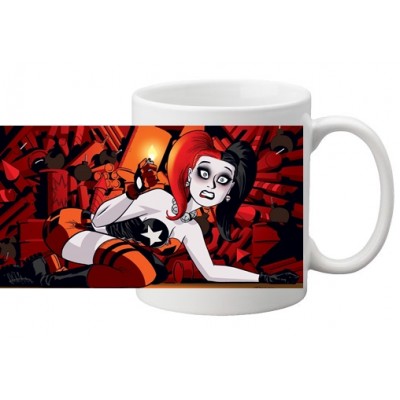 Бяла керамична чаша на HARLEY QUINN - CARTOON