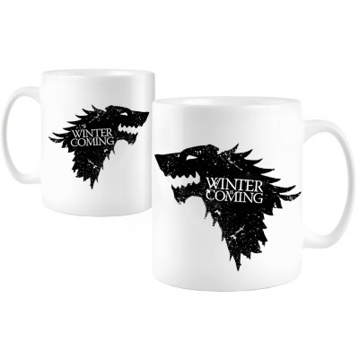 Бяла керамична чаша на GAME OF THRONES - WINTER IS COMING 