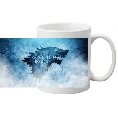 Бяла керамична чаша на GAME OF THRONES - WINTER IS COMING модел 3