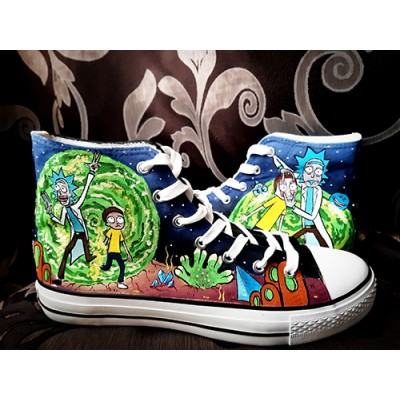 Ръчно рисувани обувки Rick and Morty