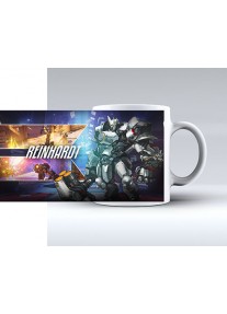 Бяла керамична чаша OVERWATCH - REINHARDT