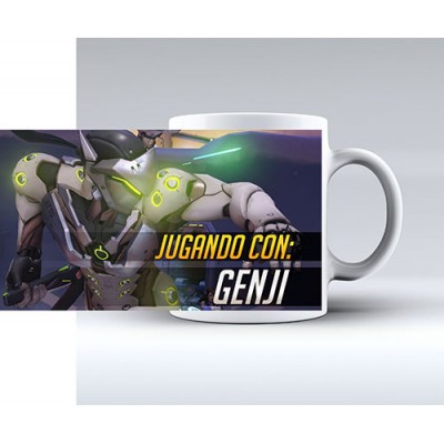 Бяла керамична чаша OVERWATCH - GENJI
